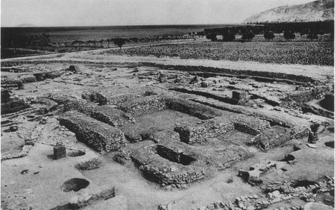 The House of the Tiles at Lerna from the north-west, with Mt Pontinos and an olive grove.