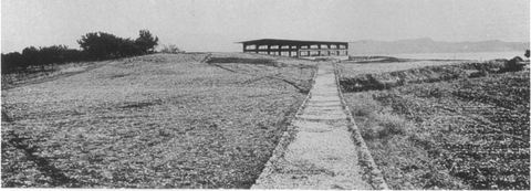 The Lerna site from the south-west, with the shelter and the gulf.