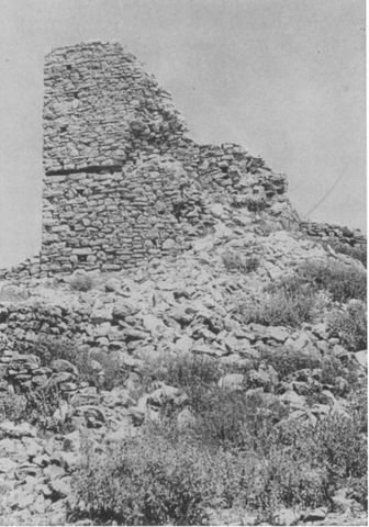 Pl. 114b 'Kiveri, Redoubt. Northwest Tower, from Northwest': the northwest tower of the redoubt of the castle on Mt Pontinos above Myloi, showing the line of a horizontal beam.