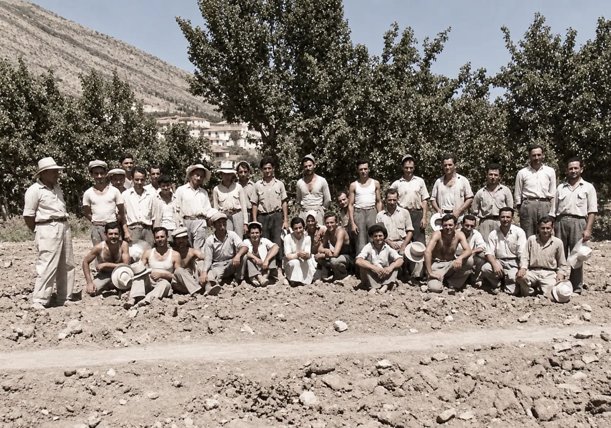 Colourised afterwards: the staff who worked on the excavation at Lerna with the American School of Classical Studies in 1954